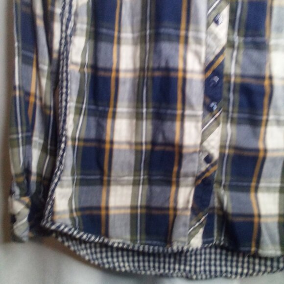 Lee Riders Button Up Shirt M Women Long Sleeve Plaid Blue Green - Picture 11 of 16